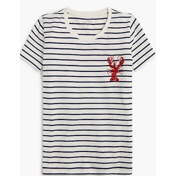 📌 ( Sold ) NWT J.Crew Lobster striped graphic tee - Picture 2 of 2